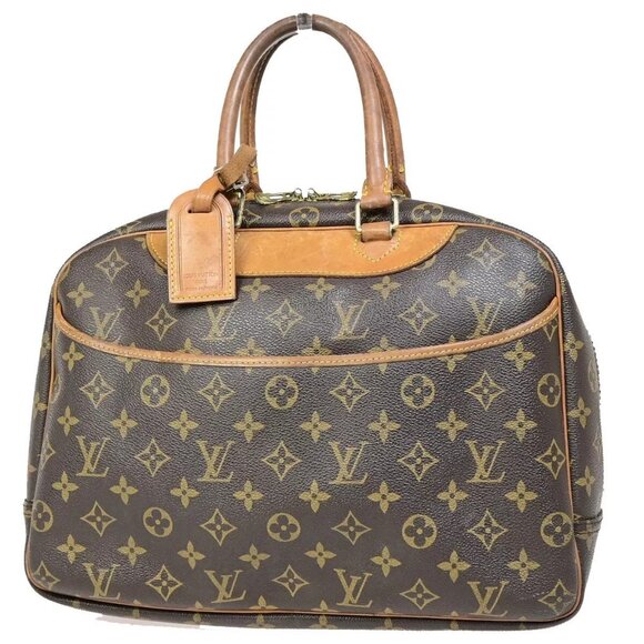 LOUIS VUITTON LV Logo Deauville Hand Bag Monogram Leather Brown - Picture 1 of 16